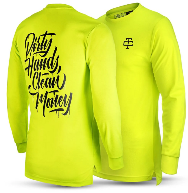 TROLL CO HI VIS LIME STACKED LONG SLEEVE TEE