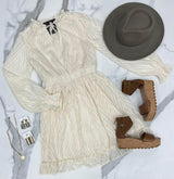 CREAM FRILLED TEXTURE DRESS
