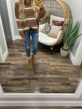 BRICK AND CREAM STRIPE SWEATER TOP