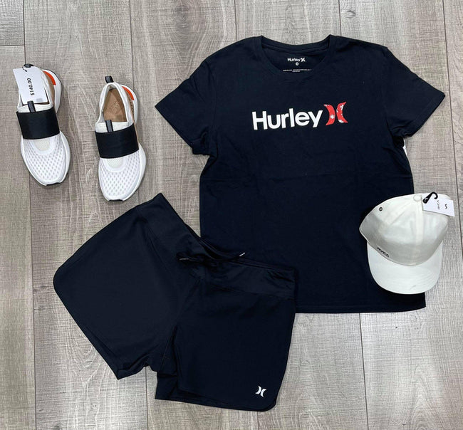 BLACK HURLEY WAISTBAND SHORT