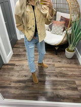 CREAM AND CAMEL CORDED SHACKET