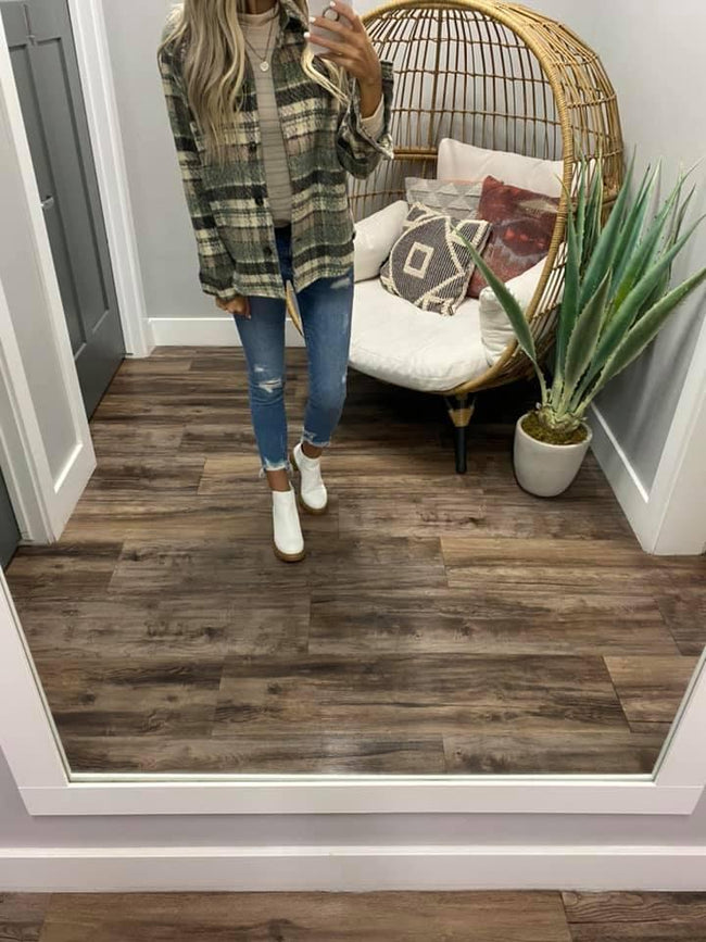 SAGE PLAID SHACKET