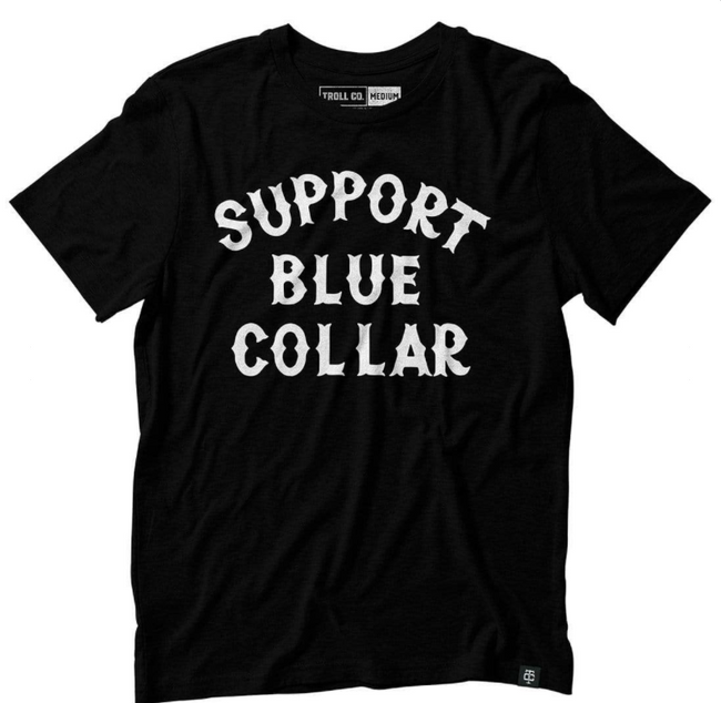 MENS SUPPORT BLUE COLLAR TROLL CO TEE