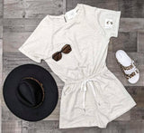 OATMEAL DRAWSTRING ROMPER