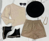NATURAL ONE SHOULDER SWEATER TOP