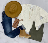 IVORY LACE DETAIL KNIT SWEATER