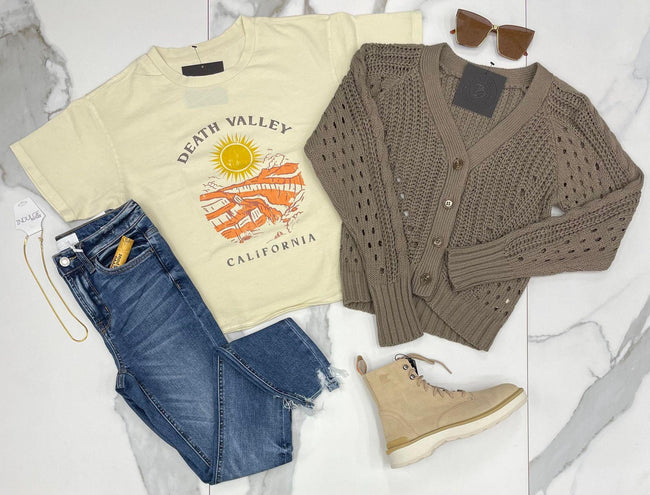 JOANIE MOCHA OLIVE KNIT CARDIGAN