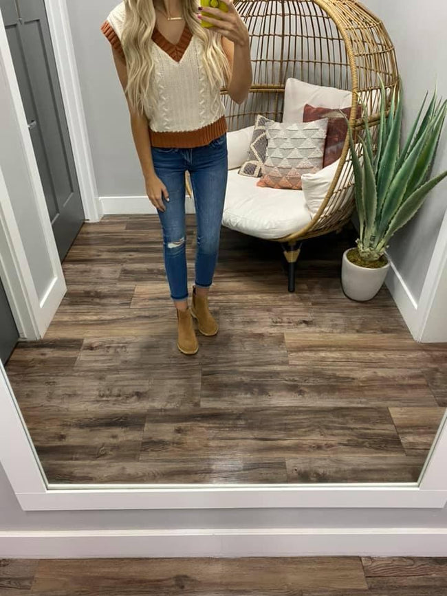 RUST AND IVORY SWEATER VEST