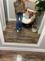MOCHA RUFFLE SMOCKED SLEEVE  BLOUSE