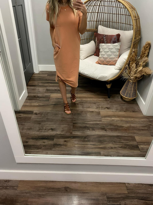 SALMON T SHIRT DRESS