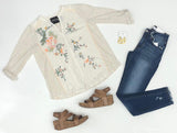 CREAM EMBROIDERED BUTTON DOWN TOP