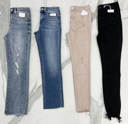 VICTORIA HIGH RISE DISTRESSED JEANS