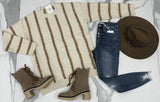 NATURAL STRIPE SWEATER TOP