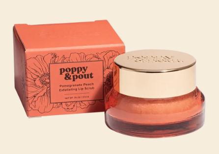 POPPY & POUT POMEGRANATE PEACH EXFOLIATING LIP SCRUB
