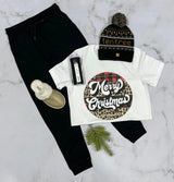 LEOPARD PLAID MERRY CHRISTMAS TEE