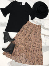 BLACK GATHERED SLEEVE BLOUSE