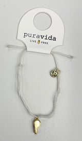 WHITE WHISTLE CHARM PURA VIDA BRACELET