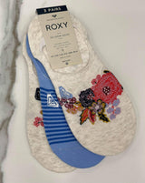 ROXY FLORAL STRIPE 3 PACK NO SHOW SOCKS