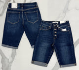HIGH RISE 4 BUTTON DARK WASH BERMUDA