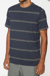 MENS NAVY ONEILL SMASHER STRIPE POCKET TEE
