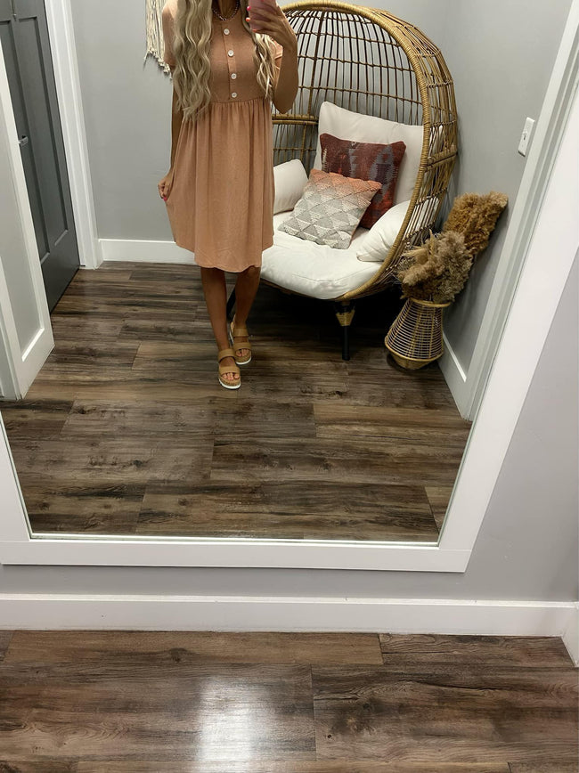 VINTAGE APRICOT BUTTON MIDI DRESS