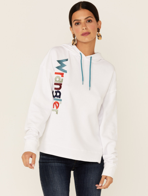 WHITE WRANGLER LOGO HOODIE