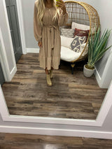 MOCHA TIERED TEXTURE DRESS
