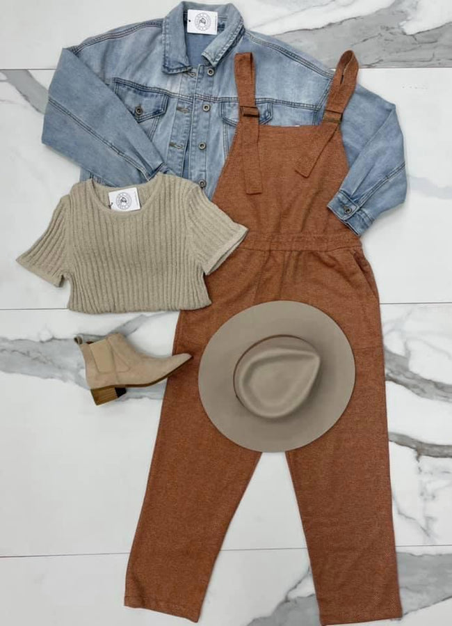 RUST TWILL HERRINGBONE OVERALL