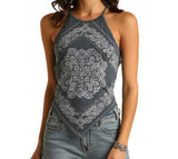 NAVY WASH BANDANA TANK