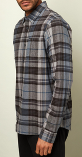 MENS ONEILL WHITAKER GREY BLUE FLANNEL BUTTON UP