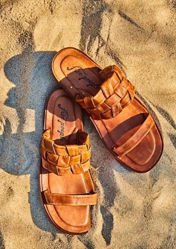 FREE PEOPLE TAN WINDING RIVER SLIP-ON SANDALS