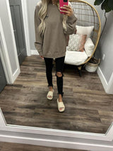 MENS RVCA DARK KHAKI VA ESSENTIAL CREW SWEATER