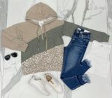 OLIVE 1/2 ZIP SOFT HOODIE TOP