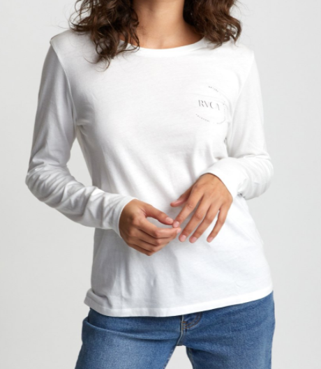 IVORY RVCA ENCIRCLED LONG SLEEVE TEE