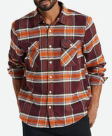 MENS BRIXTON MAHOGANY/BURNT ORANGE BOWERY FLANNEL