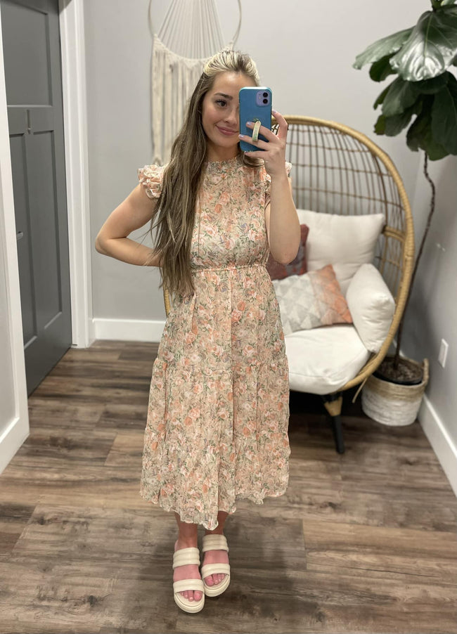 MAREN BLUSH DELICATE FLORAL DRESS