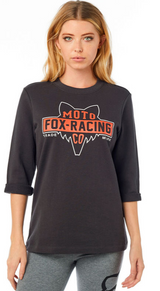 FOX VINTAGE BLACK MOTO FOX RACING 3/4 SLEEVE CREW