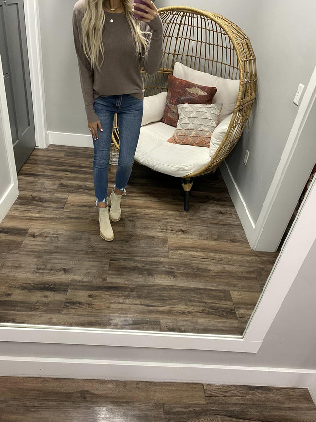 DIOR MOCHA WAFFLE LONG SLEEVE TOP