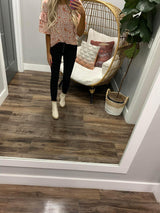 TRACY PEACH FLORAL RUFFLE SLEEVE BLOUSE