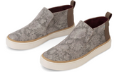 TOMS TAUPE SNAKE SLIP ON SHOES