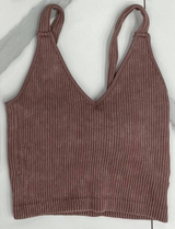 MAUVE RIBBED BRAMI CROP TANK