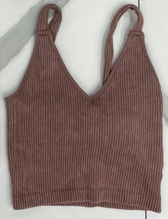 MAUVE RIBBED BRAMI CROP TANK