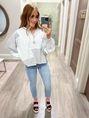 IVORY STRIPE DETAIL HOODED TOP