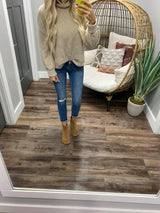 TAUPE KNIT PATTERNED SWEATER TOP