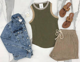 OLIVE CONTRAST TANK