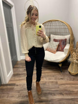 NATURAL STITCH BUTTON DETAIL BLOUSE
