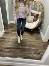IVIE LAVENDER PLAID TEXTURE SWEATER TOP