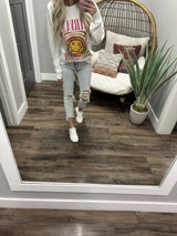 WHITE NIRVANA CREW SWEATER TOP