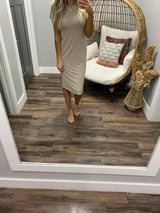 TAUPE RIBBED DRESS