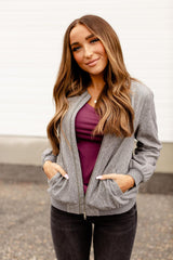 HERRINGBONE BOMBER JACKET